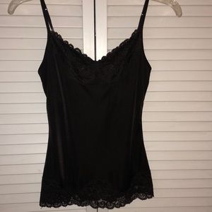 Chocolate brown lace-trimmed camisole:The Limited